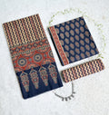 Navy Blue Mughal Buti Block Print Cotton Suit Set_SS101