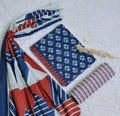 Blue Geometric Triangle 3-Piece Cotton Suit Set_SS110