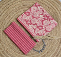 Rose Pink Floral Stripe 3-Piece Cotton Suit Set_SS120