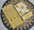 Yellow Mustard Rose Print 3-Piece Cotton Suit Set_SS129