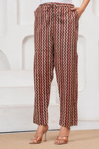 Handblock Printed Black & Red Cotton Kurta Pant Set with malmal Dupatta