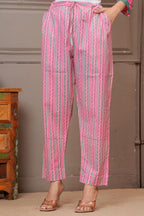 Pink Floral Handblock Printed Cotton Kurta Set with Dupatta