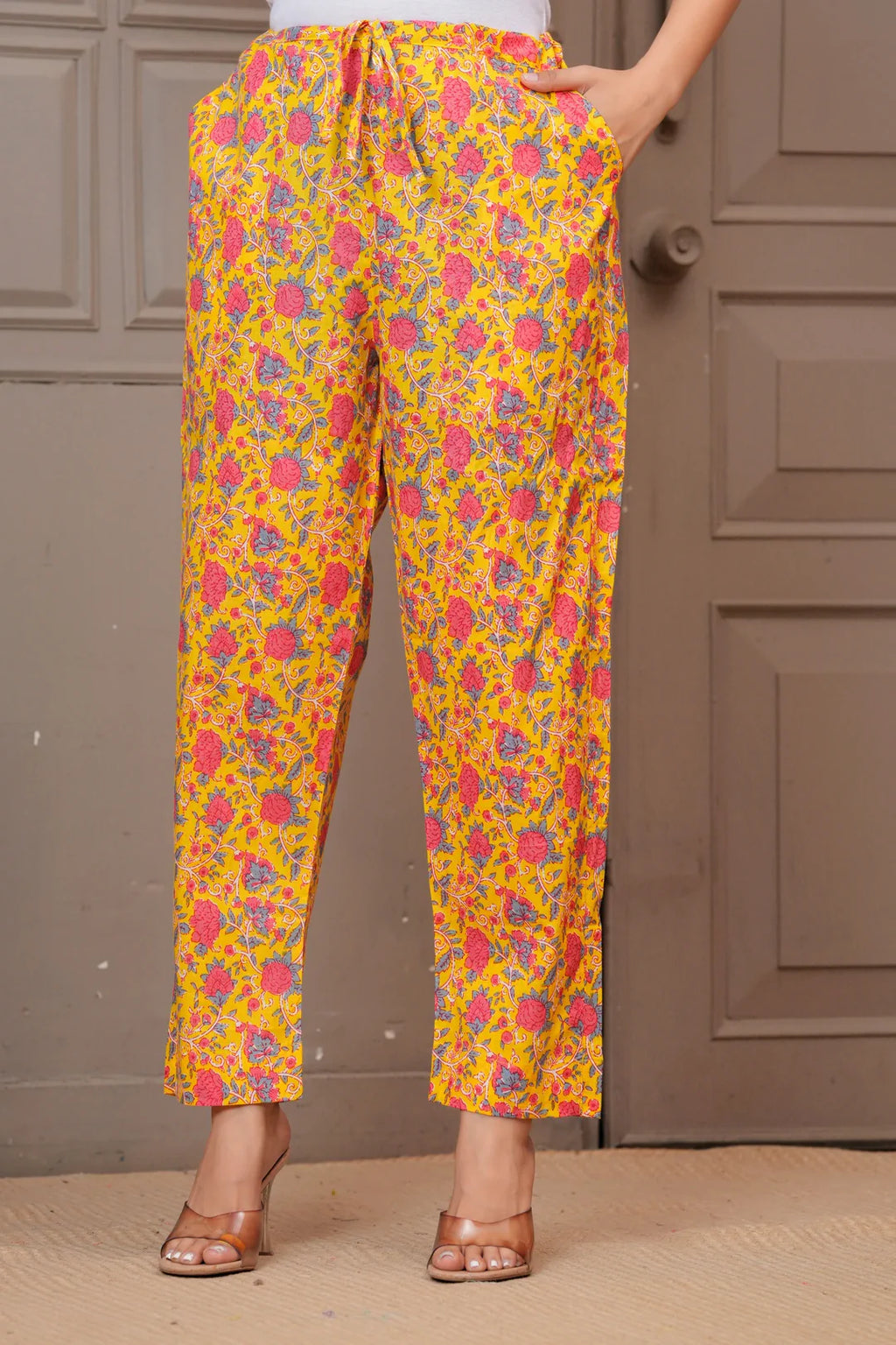 Yellow Floral Handblock Print Cotton Co-ord Set