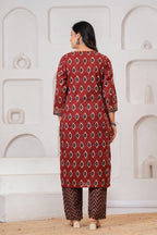 Maroon & Black Ikat Print Ethnic Set